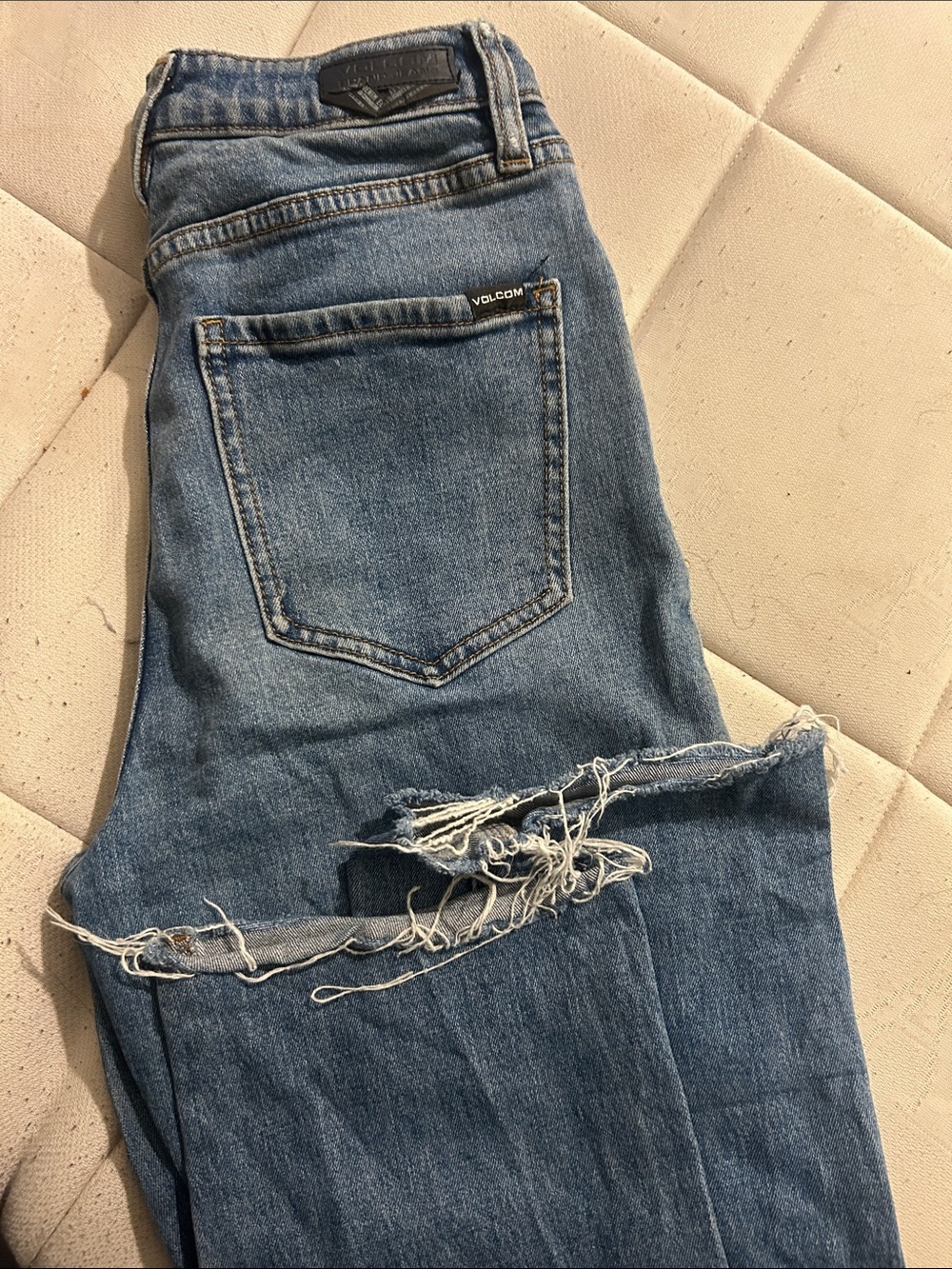 Volcom Women's Distressed Straight Leg Jeans